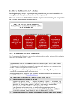 Checklist for the film distributor`s activities The film distributor is the
