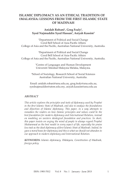ISLAMIC DIPLOMACY AS AN ETHICAL TRADITION OF 1MALAYSIA