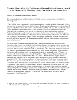 Narrative History of the 1916 Confederate Soldiers and Sailors