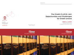 The Credit CARD Act: Opportunities and Challenges for Credit Unions