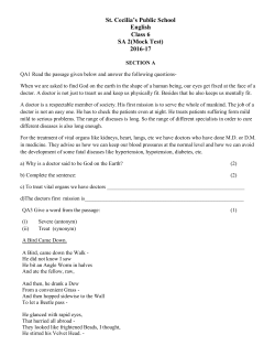 St. Cecilia`s Public School English Class 6 SA 2(Mock Test) 2016-17