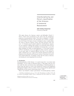 Interdisciplinarity and Peirce`s classification of the Sciences: A