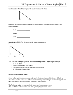 5.1 Trigonometric Ratios of Acute Angles