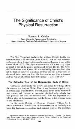 The Significance of Christ`s Physical Resurrection