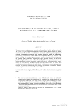 Stylistic Devices in The Schoole of Vertue, an Early Modern Manual