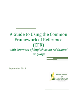 A Guide to Using the Common Framework of Reference (CFR)