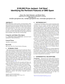 Identifying the Pertinent Features of SMS Spam