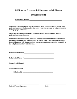 Cell Phone Consent Form - Stone Creek Orthodontics