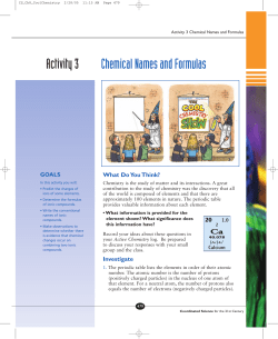Activity 3 Chemical Names and Formulas