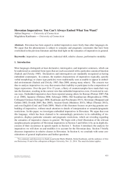 Slovenian Imperatives: You Can`t Always Embed What You Want!1