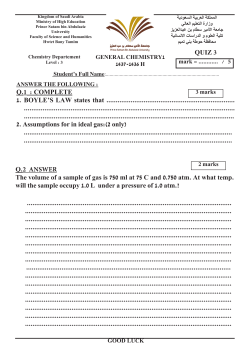 QUIZ 3 Q.1 : COMPLETE . 1 BOYLE`S LAW states that