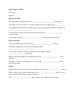 Phases, Eclipses, and Tides Section 12.3 Page 478 Motions of the