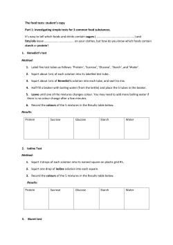 The food tests: student`s copy Part 1: investigating simple tests for 3