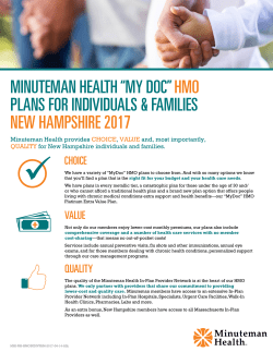 MINUTEMAN HEALTH&ldquo;MY DOC&rdquo; HMO PLANS FOR INDIVIDUALS
