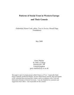 Patterns of Social Trust in Western Europe and their Genesis