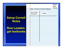 8.5 Era of Good Feelings Cornell Notes