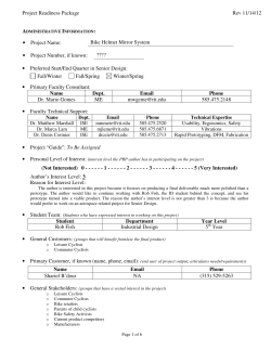 Project Readiness Package Rev 11/14/12 &bull; Project Name: Bike