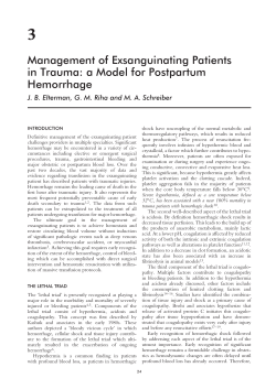 Management of Exsanguinating Patients in Trauma