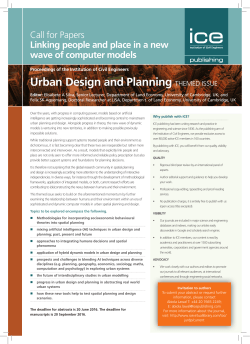 Urban Design and Planning THEMED ISSUE