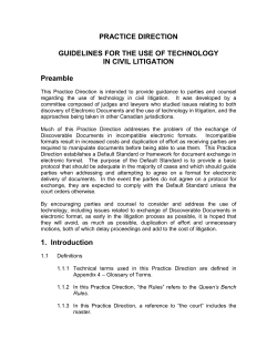 PRACTICE DIRECTION GUIDELINES FOR THE