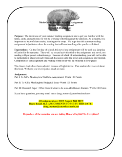 Honors English I Summer Assignment