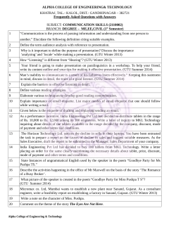 Communication Skills - Alpha College of Engineering And Technology