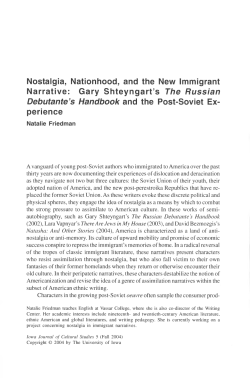 Gary Shteyngart`s The Russian Debutante`s Handbook and the Post