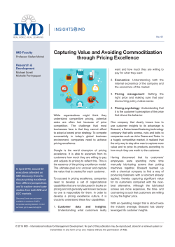 Capturing Value and Avoiding Commoditization through Pricing