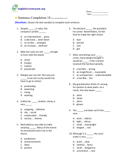 Sentence Completion 18 (low-intermediate level)