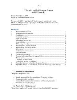 IT Security Incident Response Protocol McGill University Contents
