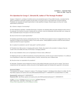 Five Questions for George C. Edwards III, Author of `The Strategic
