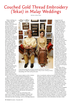Couched Gold Thread Embroidery (Tekat) in Malay Weddings