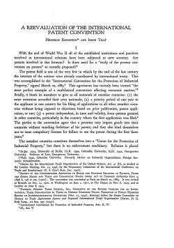 A Reevaluation of the International Patent Convention