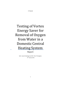 Testing of Vortex Energy Saver for Removal of Oxygen from Water in
