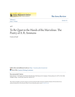 To Be Quiet in the Hands of the Marvelous: The Poetry of AR Ammons