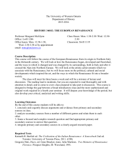 History 3401E - The European Renaissance
