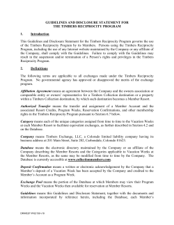 GUIDELINES AND DISCLOSURE STATEMENT FOR THE TIMBERS