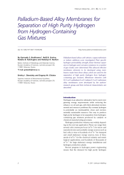 Palladium-Based Alloy Membranes for Separation of High Purity