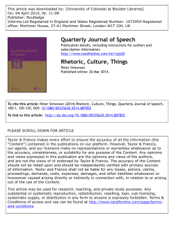 Rhetoric, Culture, Things - University of Colorado Boulder