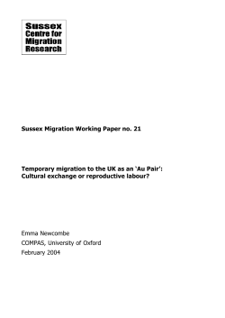 Temporary migration to the UK as an `Au Pair`