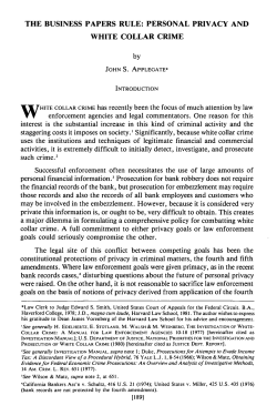 Business Papers Rule: Personal Privacy and White Collar Crime, The