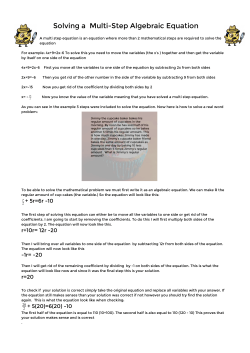 Solving a Multi-Step Algebraic Equation