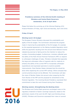 The Hague, 11 May 2016 Presidency summary of the informal