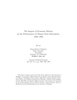 The Impact of Economic Reform on the