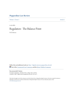 Regulation - The Balance Point
