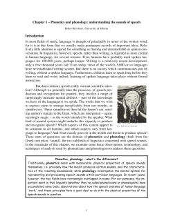 Chapter 1 &ndash; Phonetics and phonology: understanding the sounds of