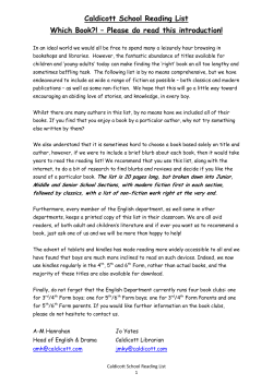 Caldicott School Reading List Which Book?! &ndash; Please do read this