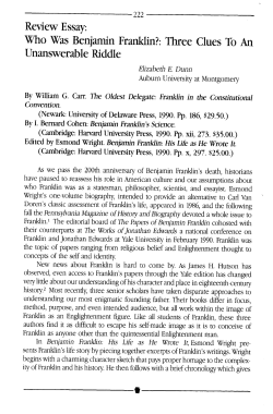 Review Essay: Who Was Benjamin Franklin?