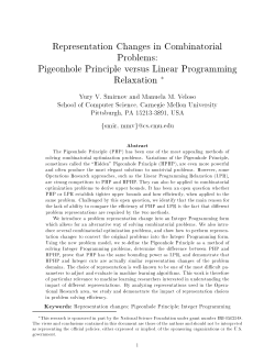 Representation Changes in Combinatorial Problems: Pigeonhole