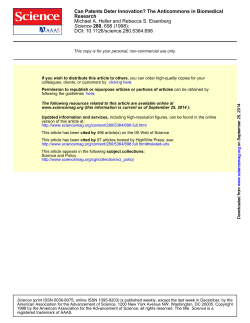 Research Can Patents Deter Innovation? The Anticommons in